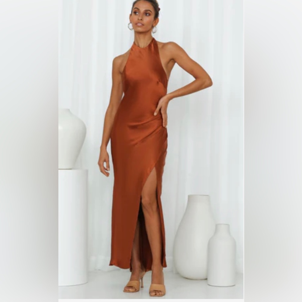 Chocolate satin midi dress